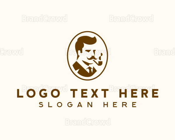 Gentleman Mustache Smoking Logo