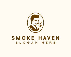 Gentleman Mustache Smoking logo design