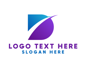 Stroke - Modern Slash Check Letter D logo design
