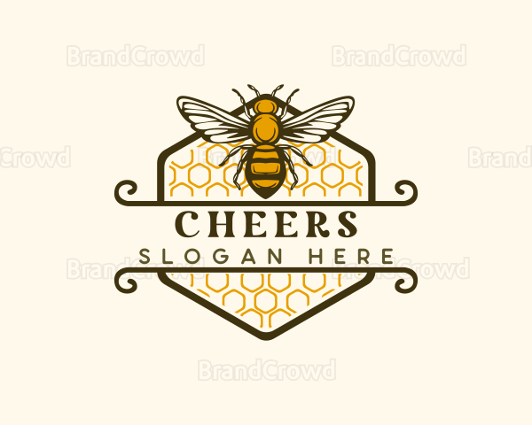 Honeycomb Flying Bee Logo