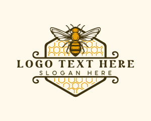 Apiary - Honeycomb Flying Bee logo design