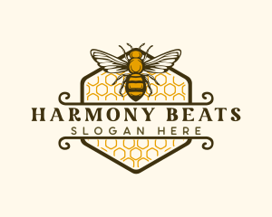Insect - Honeycomb Flying Bee logo design