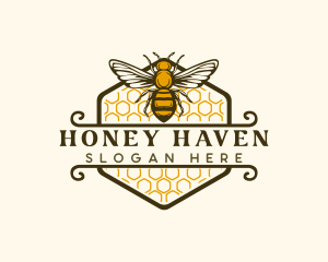 Honeycomb Flying Bee logo design