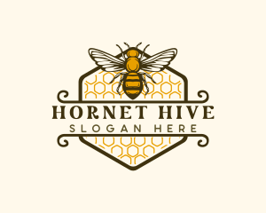 Hornet - Honeycomb Flying Bee logo design