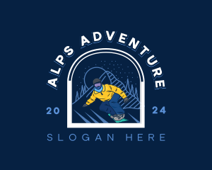 Alps - Mountain Snowboarding Sports logo design