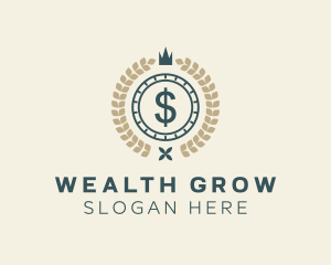 Investing - Coin Wreath Crown logo design