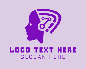 Purple - Artificial Intelligence Robot logo design