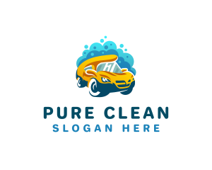 Car Wash Cleaning Bubbles logo design