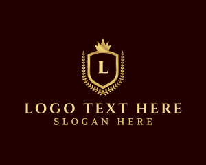 Gold - Crown Shield Laurel logo design