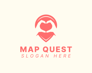 Maps - Heart Hand Location Pin logo design