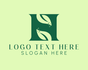 Herb - Green Herbal Letter H logo design