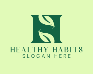 Green Herbal Letter H logo design