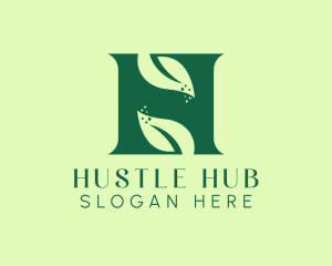 Green Herbal Letter H logo design