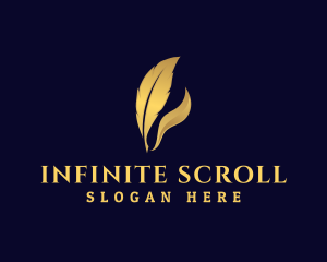 Scroll - Luxury Feather Quill Pen logo design