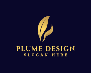 Luxury Feather Quill Pen logo design