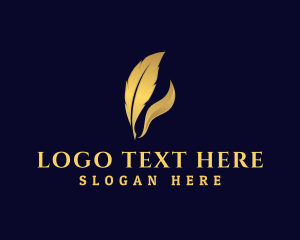 Pen - Luxury Feather Quill Pen logo design