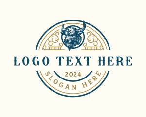 Bull - Ox Bull Horns logo design