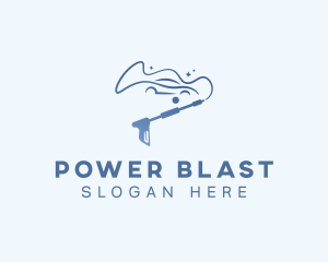 Blue Cleaning Power Washer logo design