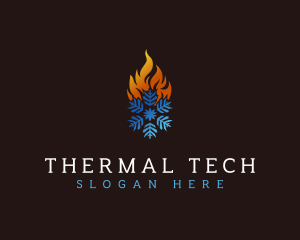 Fire Snowflake Thermal logo design