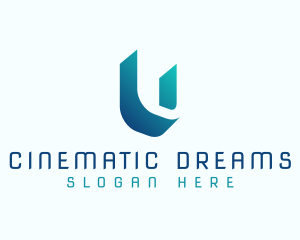 Gradient Shadow Letter U logo design