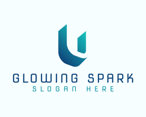 Gradient Shadow Letter U logo design