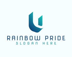 Gradient Shadow Letter U logo design