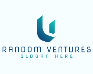 Gradient Shadow Letter U logo design