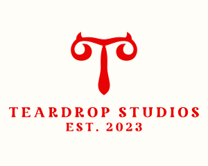 Red Devil Erotic Letter T logo design