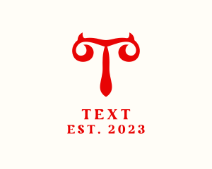 Red Devil Erotic Letter T logo design