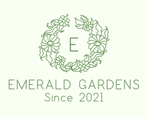 Botanical Wedding Wreath logo design