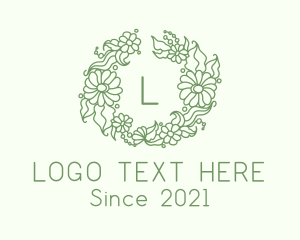 Beauty Shop - Botanical Wedding Wreath logo design