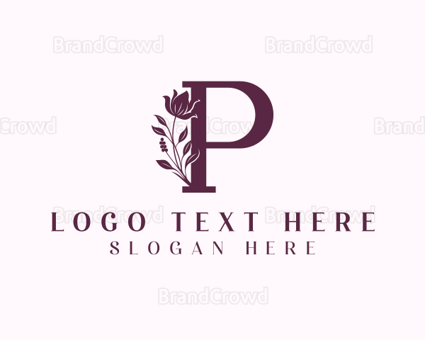 Floral Wellness Letter P Logo