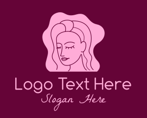 Hairdressing - Woman Outline Hairstylist logo design
