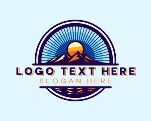 Trekking - Eco Sunrise Mountain logo design