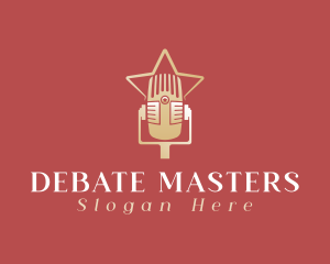 Debate - Retro Star Microphone logo design