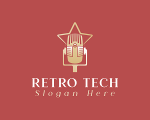 Retro Star Microphone logo design