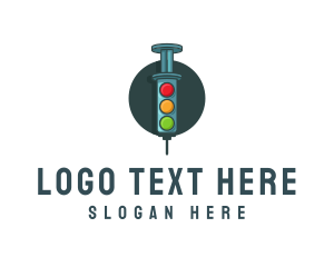 Pharmacist - Syringe Traffic Light Vaccine logo design