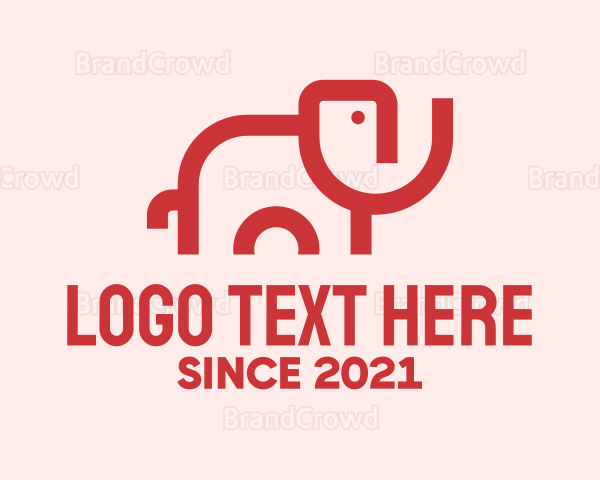 Red Elephant Outline Logo