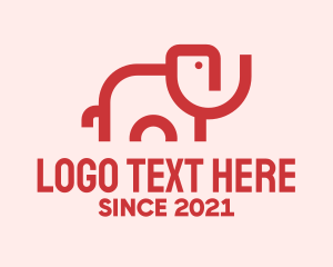 Line Art - Red Elephant Outline logo design