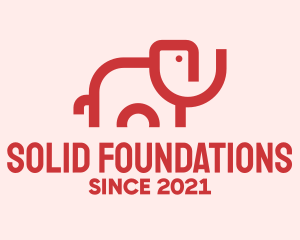 Animal Conservation - Red Elephant Outline logo design