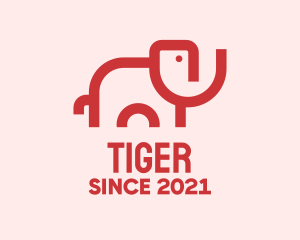 Red - Red Elephant Outline logo design