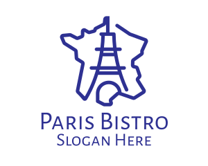 Stroke Eiffel Tower Geography logo design