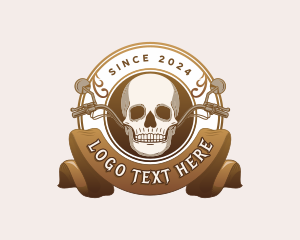 Skeleton - Skull Skeleton Motorbike logo design