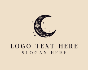 Art Studio - Moon Crescent Flower logo design