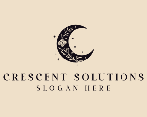 Moon Crescent Flower logo design