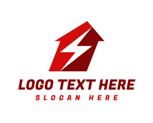 Electrician - Red Lightning House logo design