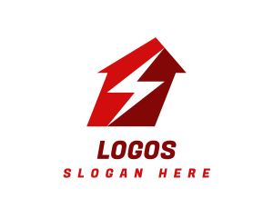 Volt - Red Lightning House logo design