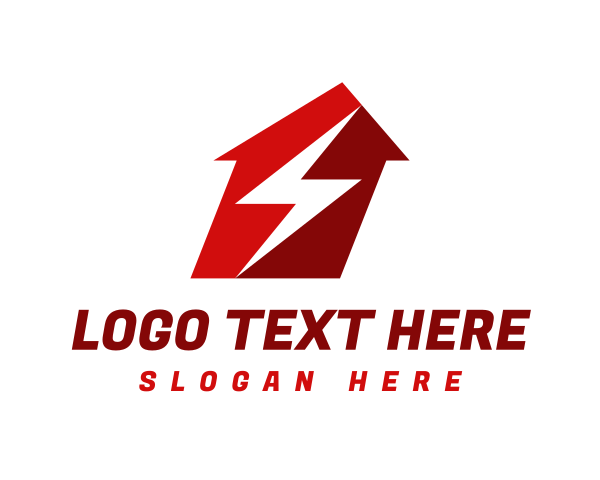 Electricity - Red Lightning House logo design