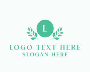 Bio - Natural Leaf Organic Wreath logo design