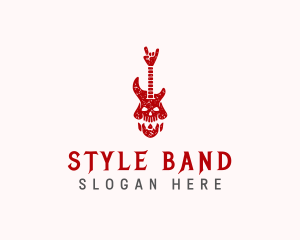 Metal Band Skull Guitar  logo design